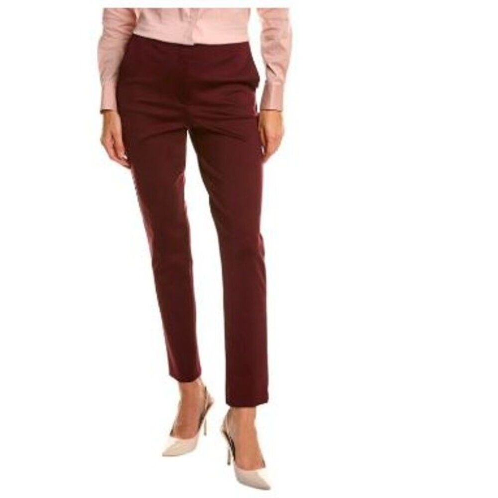Theory Women's HW Tennyson K Knit Tech Skinny Pants Burgundy Sz 2 NWT 295